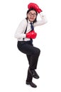 Funny young businessman with boxing gloves isolated Royalty Free Stock Photo