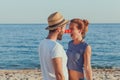 Funny young couple on the beach Royalty Free Stock Photo