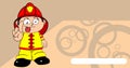 Funny Young firefighter kid cartoon background Royalty Free Stock Photo