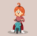 Happy Toddler Riding a Tricycle Vector Illustration