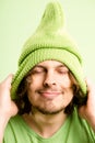 Funny man portrait real people high definition green background Royalty Free Stock Photo