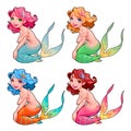 Funny young mermaids