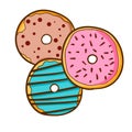 Funny and yummy colorful donuts