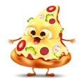 Funny yummy pizza slice character Royalty Free Stock Photo