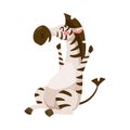 Funny Zebra Animal with Striped Coat Enjoying and Cheering with Happy Smiling Snout Vector Illustration