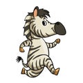 Funny zebra running cartoon