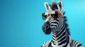 Innovative Solarized Zebra Wearing Sunglasses On Blue Background