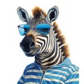 Funny Zebra Wearing Sunglasses And Striped Jacket