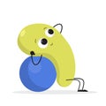 Funny zucchini character doing a sport exercise