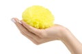 Fur ball yellow in hand