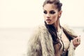 Fur coat and flash tattoos Royalty Free Stock Photo