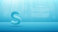 Fur letter S over sky blue color gradient studio room background