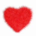 Plush Red Heart Fur Puff - Isolated on White Background - Love and Valentine\'s Day Concept - 3D Illustration Royalty Free Stock Photo