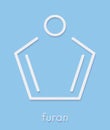 Furan heterocyclic aromatic molecule. Skeletal formula.