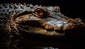 Furious alligator dangerous aggression in tropical Africa wet swamp generated by AI