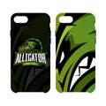 Furious alligator sport vector logo concept smart phone case isolated on white background.