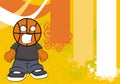 Furious Basketball kid head cartoon background Royalty Free Stock Photo