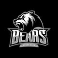 Furious bear sport vector logo concept isolated on dark background.