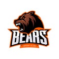 Furious bear sport vector logo concept isolated on white background.