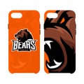 Furious bear sport vector logo concept smart phone case isolated on white background