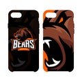 Furious bear sport vector logo concept smart phone case isolated on white background