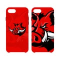 Furious boar head sport club vector logo concept smart phone case.