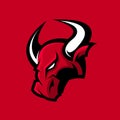 Furious bull sport vector logo concept isolated on red background