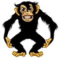 Furious cartoon chimpanzee in aggressive pose
