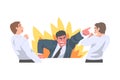 Furious Chief Screaming and Yelling in Anger at Scared Employee Vector Illustration