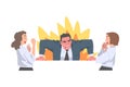 Furious Chief Screaming and Yelling in Anger at Scared Female Employee Vector Illustration