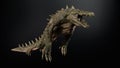 A furious crocodile humanoid he has a bloody drooling mouth. 3d rendering