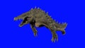 A furious crocodile humanoid he has a bloody drooling mouth. 3d rendering