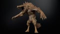 A furious crocodile humanoid he has a bloody drooling mouth. 3d rendering