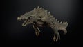 A furious crocodile humanoid he has a bloody drooling mouth. 3d rendering