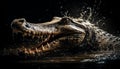 Furious crocodile large teeth pose danger underwater generative AI