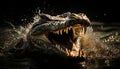 Furious crocodile screams with open mouth underwater generated by AI