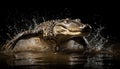 Furious crocodile splashing in water with aggression generative AI