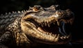 Furious crocodile threatens with open mouth in African swamp generated by AI