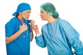 Furious doctors women argue