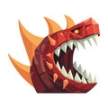Furious dragon mascot with sharp teeth screaming