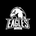 Furious eagle sport vector logo concept isolated on dark background.