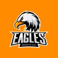 Furious eagle sport vector logo concept on orange background.