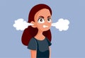 Angry Teen Girl Vector Cartoon Illustration