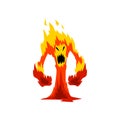 Furious Fire Monster, Fantasy Mystic Creature Cartoon Character Vector Illustration Royalty Free Stock Photo
