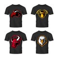 Furious hornet, bull, eagle and ram sport vector logo concept set isolated on white background.