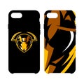 Furious hornet head athletic club vector logo concept isolated on smart phone case.