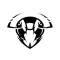 Furious hornet head athletic club vector logo concept isolated on white background.