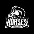 Furious horse mono sport club vector logo concept isolated on dark background