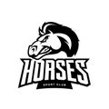 Furious horse mono sport club vector logo concept isolated on white background