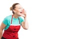 Furious housekeeper or maid shouting and yelling Royalty Free Stock Photo